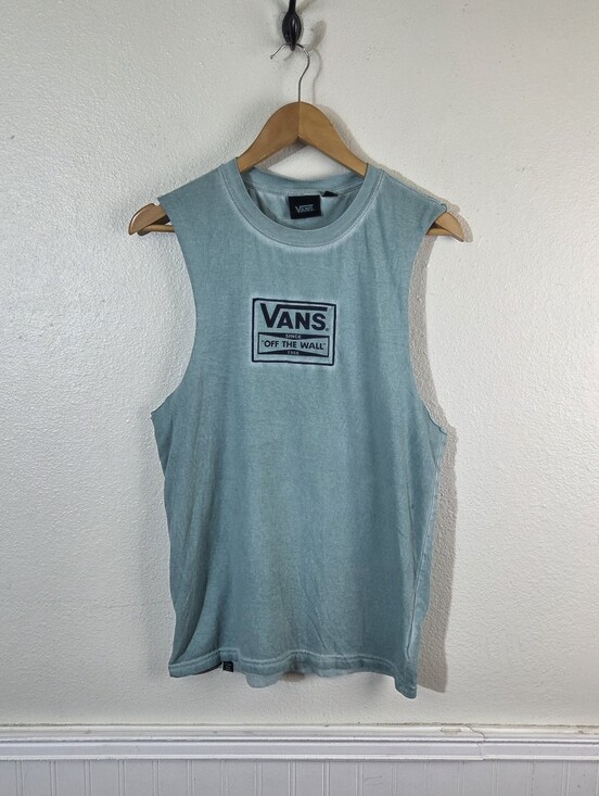 Vans Tops - Vans Off The Wall Muscle Tank Top S Mint Blue Sleeveless Graphic Cotton Tee